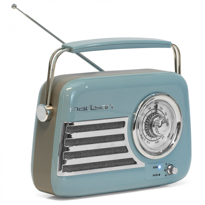 RADIO FM PORTABIL NOSTALGIA 30W CU FUNCTIE BLUETOOTH/AUX -ALBASTRU [3]
