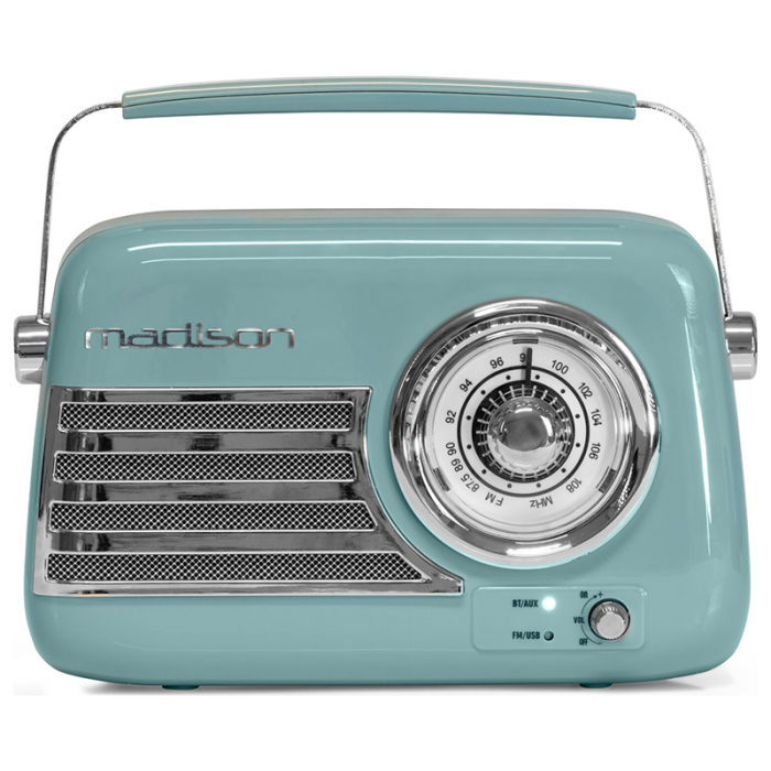 RADIO FM PORTABIL NOSTALGIA 30W CU FUNCTIE BLUETOOTH/AUX -ALBASTRU [4]