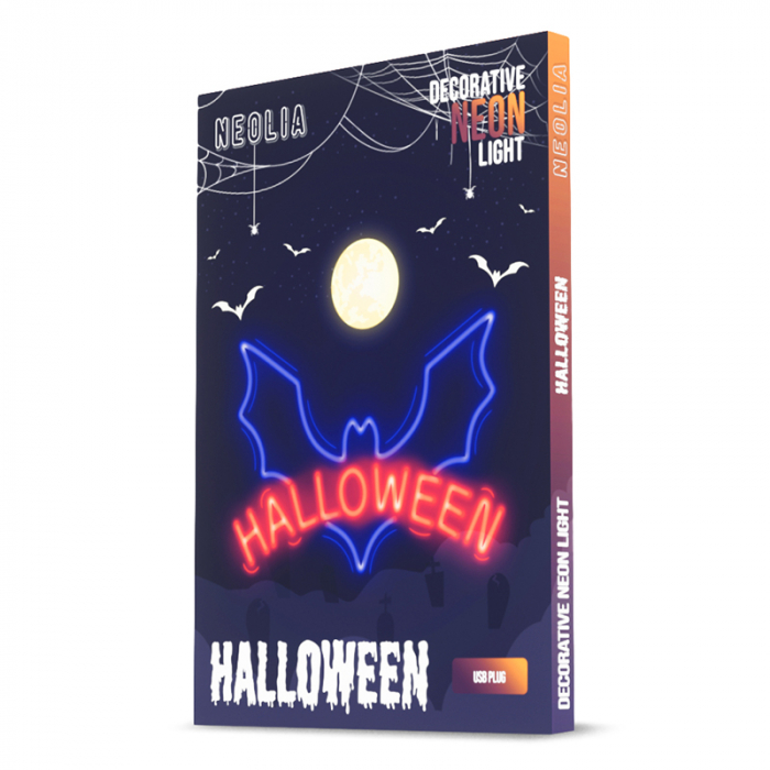 Reclama luminoasă neon LED, lumină roșie și albastră, model Halloween - iluminat decorativ pentru petrecerea de Halloween [3]