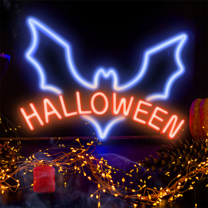 Reclama luminoasă neon LED, lumină roșie și albastră, model Halloween - iluminat decorativ pentru petrecerea de Halloween [4]