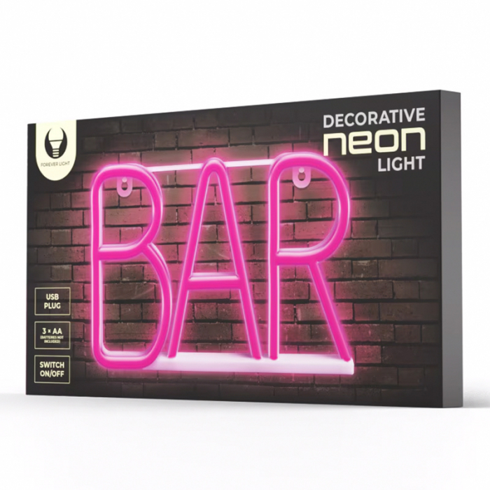 RECLAMA LUMINOASA NEON LED LUMINA ROZ MODEL BAR [3]