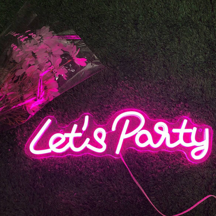 RECLAMA LUMINOASA NEON LED LUMINA ROZ MODEL LET'S PARTY [4]