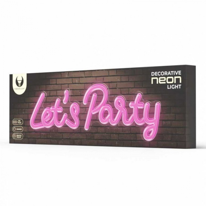RECLAMA LUMINOASA NEON LED LUMINA ROZ MODEL LET'S PARTY [3]