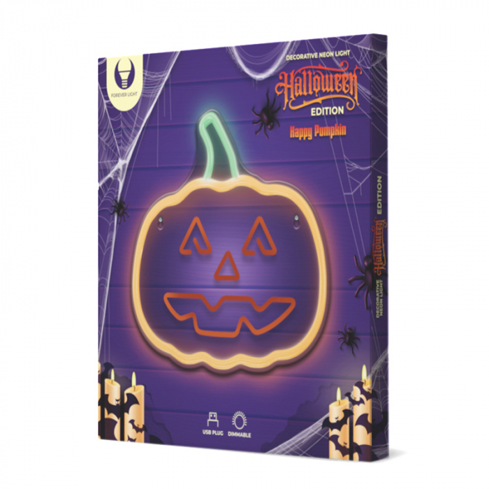 Reclama luminoasă neon LED pentru Halloween, lumină verde și portocalie - decor festiv și iluminat [3]