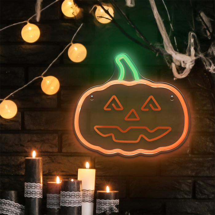 Reclama luminoasă neon LED, lumină verde și portocalie, model Halloween - iluminat decorativ pentru petrecerea de Halloween [5]
