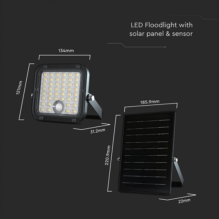 REFLECTOR CU INCARCARE SOLARA 10W 1500LM 4000+6400K - NEGRU [18]