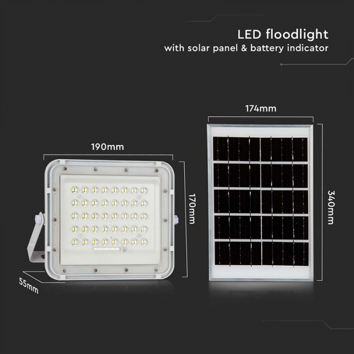 REFLECTOR CU INCARCARE SOLARA 10W 800LM 6400K - ALB [10]