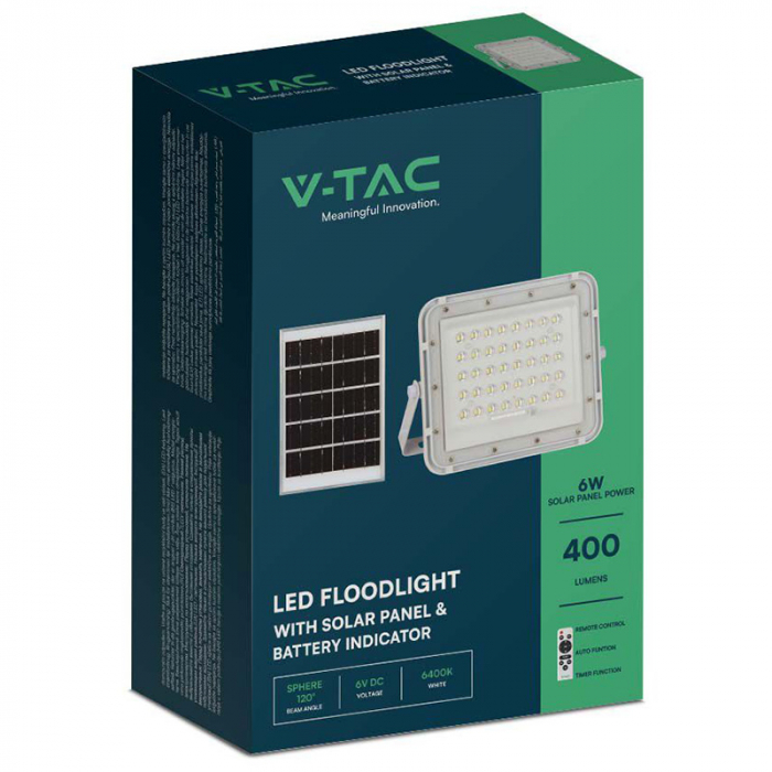 REFLECTOR CU INCARCARE SOLARA 10W 800LM 6400K - ALB [9]