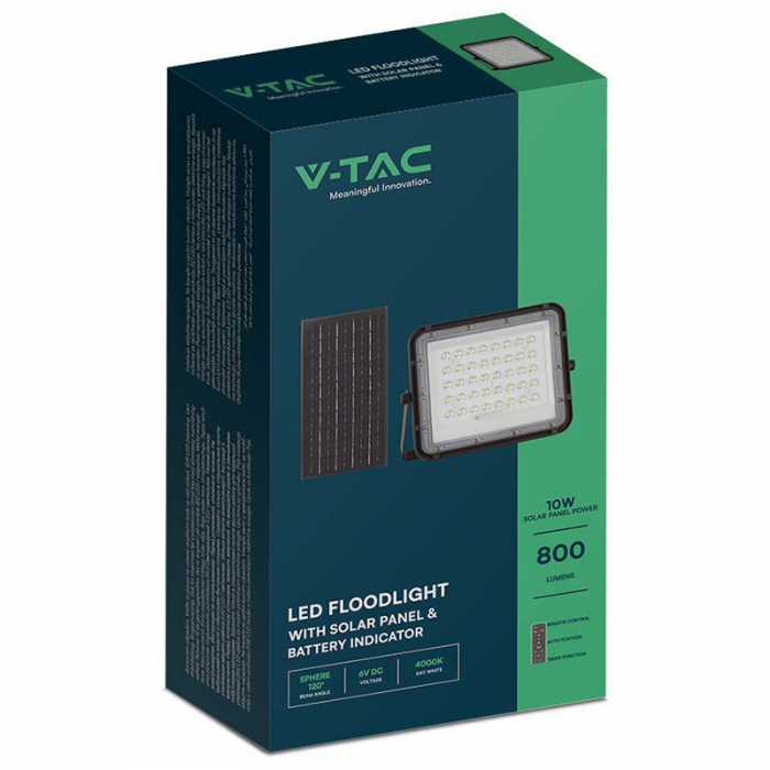 REFLECTOR CU INCARCARE SOLARA 10W 800LM 6400K - NEGRU [9]
