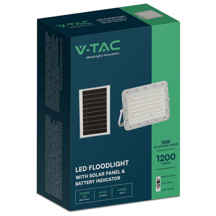 REFLECTOR CU INCARCARE SOLARA 15W 1200LM 6400K - ALB [9]