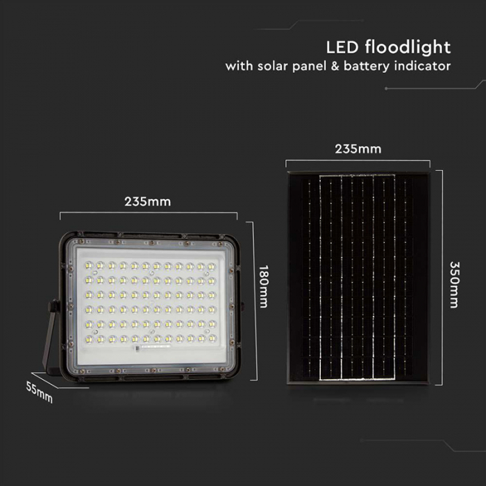 REFLECTOR CU INCARCARE SOLARA 15W 1200LM 6400K - NEGRU [10]