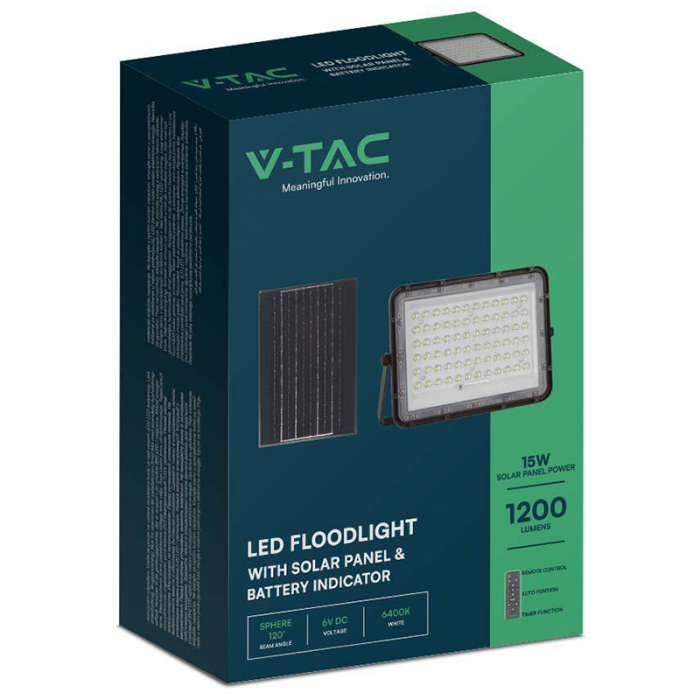 REFLECTOR CU INCARCARE SOLARA 15W 1200LM 6400K - NEGRU [9]