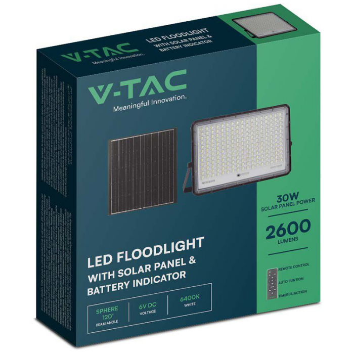 REFLECTOR CU INCARCARE SOLARA 30W 2300LM 6400K - NEGRU [9]