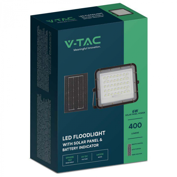 REFLECTOR CU INCARCARE SOLARA 6W 400LM 4000K - NEGRU [9]