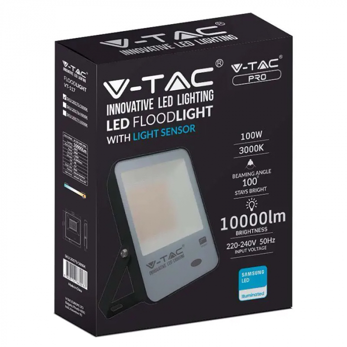 REFLECTOR LED 100W CU SENZOR CREPUSCULAR 6400K ALB RECE [3]