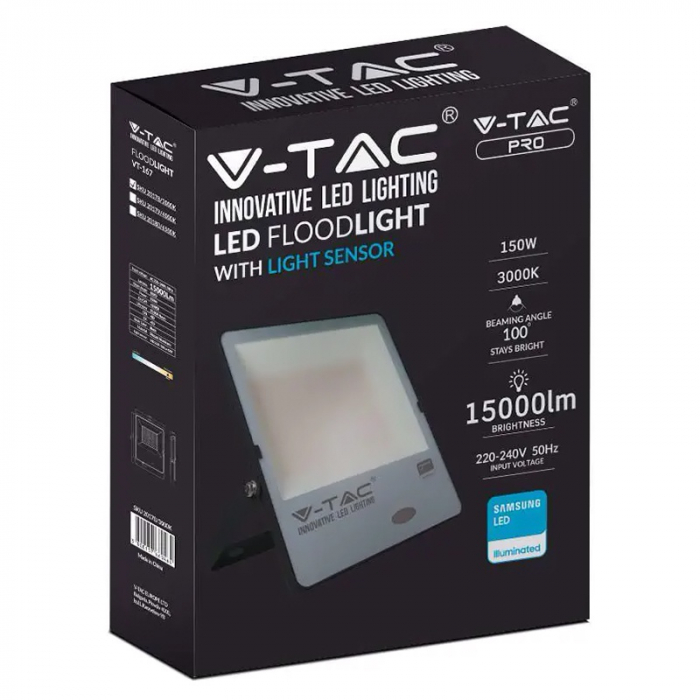 REFLECTOR LED 150W CU SENZOR CREPUSCULAR 6400K ALB RECE [3]