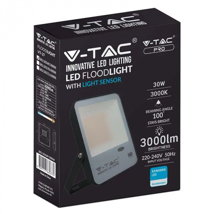 REFLECTOR LED 30W CU SENZOR CREPUSCULAR 6500K ALB RECE [3]
