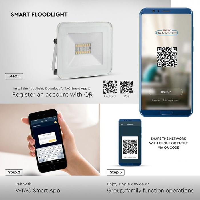 REFLECTOR LED SMART RGB + ALB 20W IP65 - ALB [5]