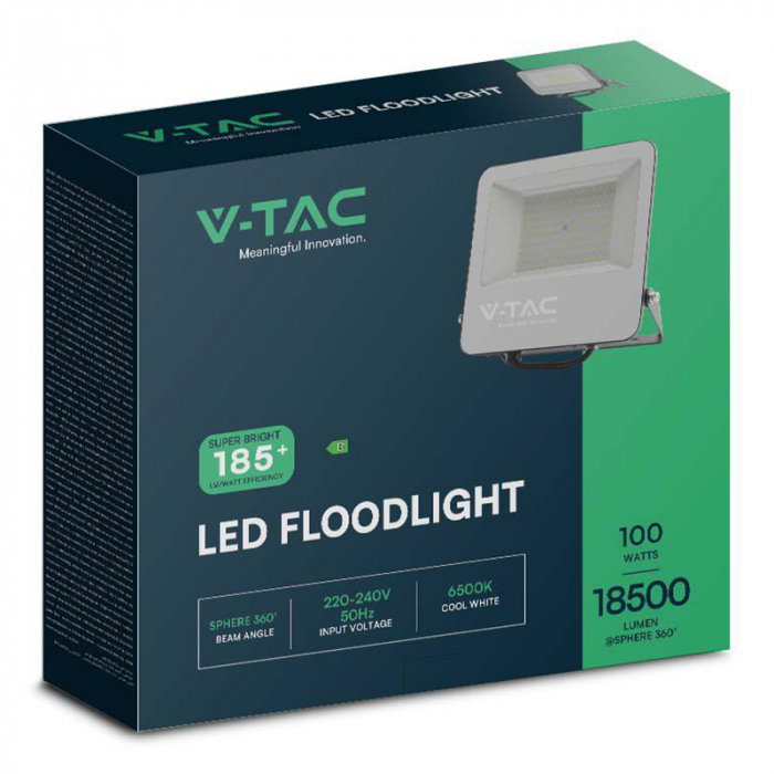 REFLECTOR LED SMD 100W 185LM/W 6500K IP65 CIP SAMSUNG - NEGRU/GRI - V-TAC  SKU-9895 [4]