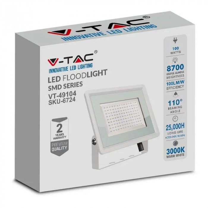 REFLECTOR LED SMD 100W 3000K IP65 - ALB [4]