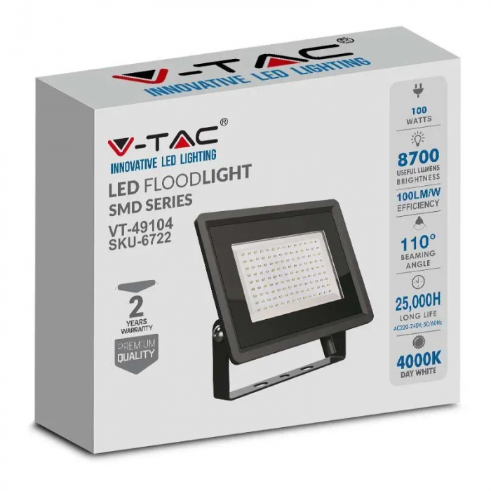 REFLECTOR LED SMD 100W 4000K IP65 - NEGRU [4]