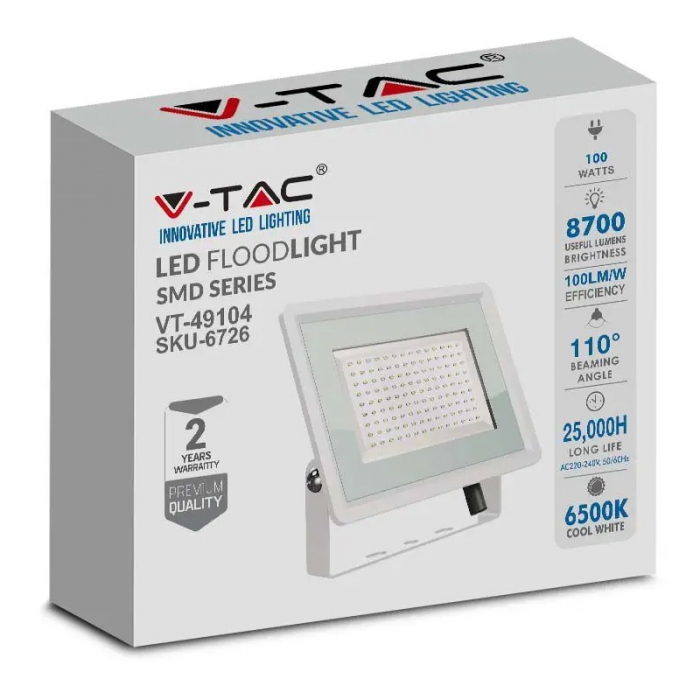 REFLECTOR LED SMD 100W 6400K IP65 - ALB [4]
