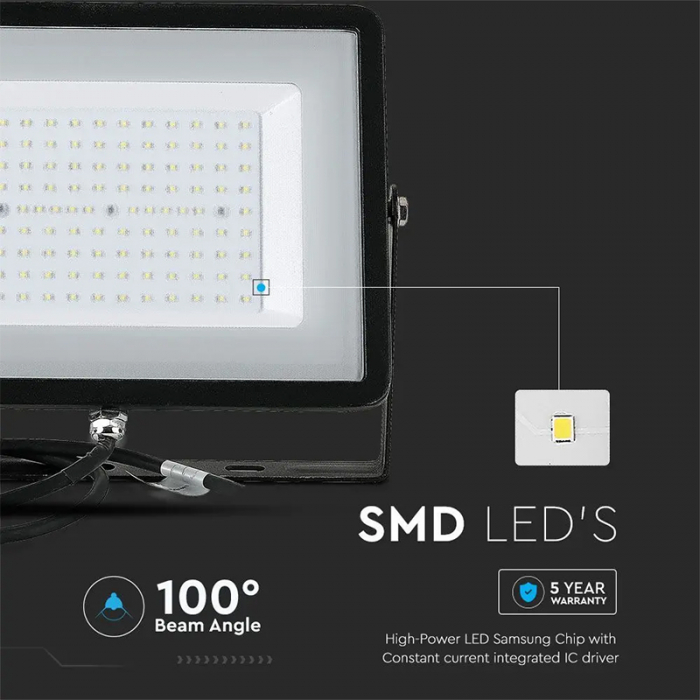 REFLECTOR LED SMD 100W 6400K IP65 CIP SAMSUNG - NEGRU [13]