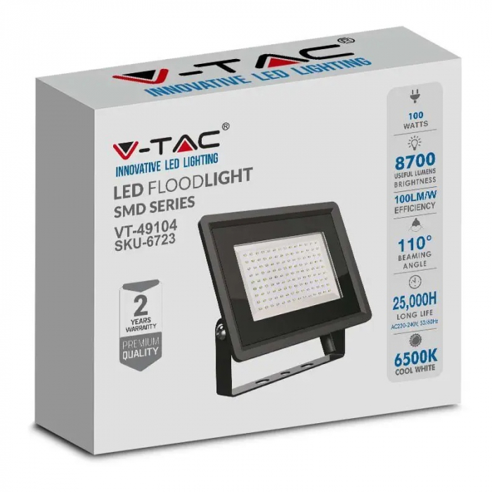 REFLECTOR LED SMD 100W 6400K IP65 - NEGRU [4]