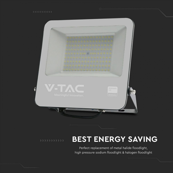 Reflector LED SMD 100W, 6500K, IP65, Cip Samsung, Negru/Gri V-TAC 23441 [10]