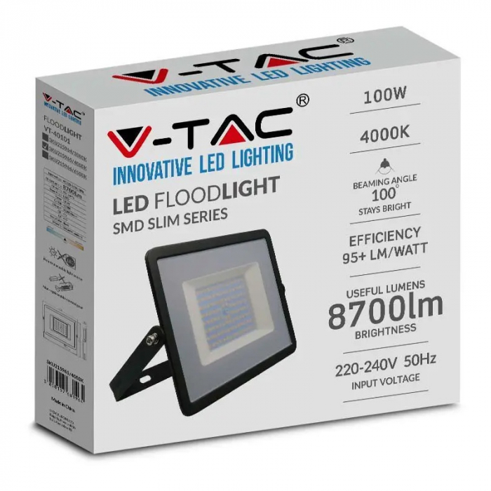 REFLECTOR LED SMD 100W 6500K IP65 - NEGRU [4]