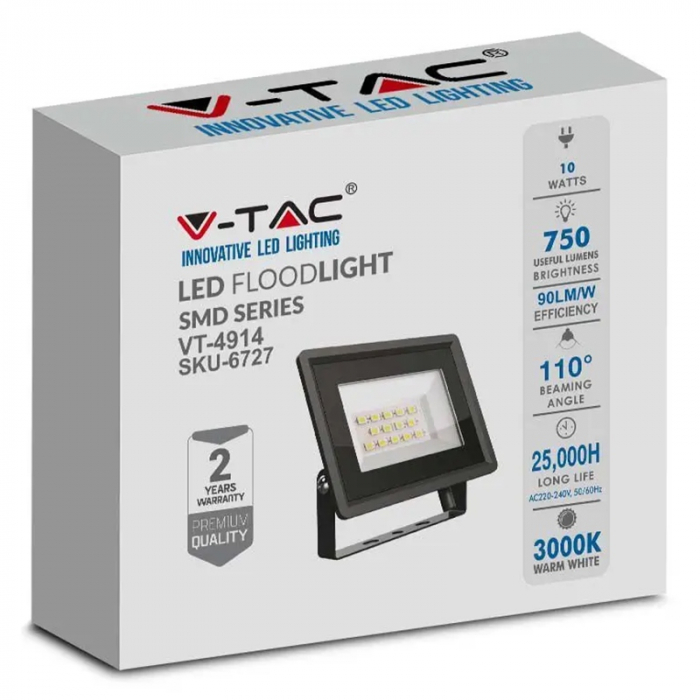 REFLECTOR LED SMD 10W 3000K IP65 - NEGRU [4]