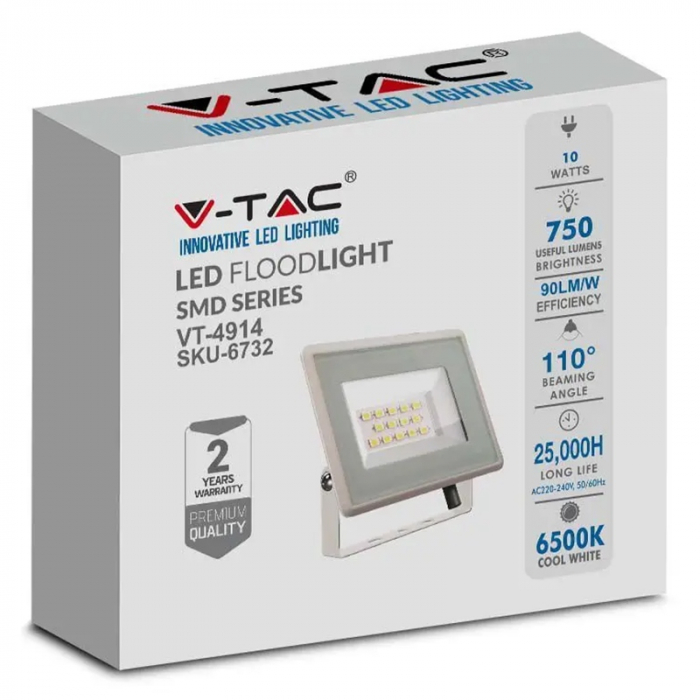 REFLECTOR LED SMD 10W 6400K IP65 - ALB [4]