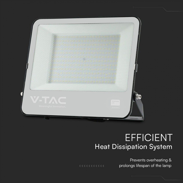 Reflector LED SMD, 200W, 6500K, IP65, cablu 1m, cip Samsung, negru, V-TAC, SKU-23444 [7]