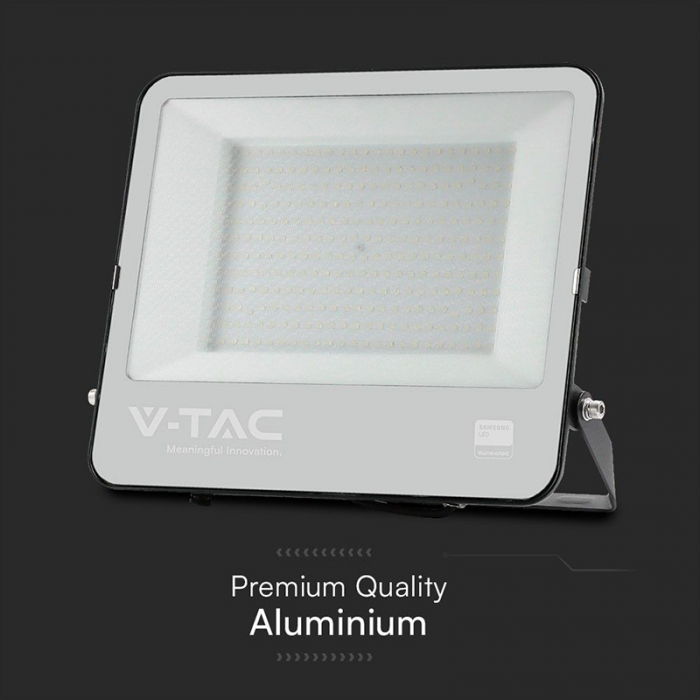 Reflector LED SMD, 200W, 6500K, IP65, cablu 1m, cip Samsung, negru, V-TAC, SKU-23444 [10]