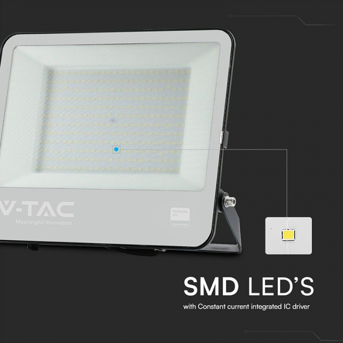 Reflector LED SMD, 200W, 6500K, IP65, cablu 1m, cip Samsung, negru, V-TAC, SKU-23444 [6]