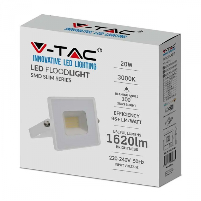 REFLECTOR LED SMD 20W 3000K IP65 - ALB [5]