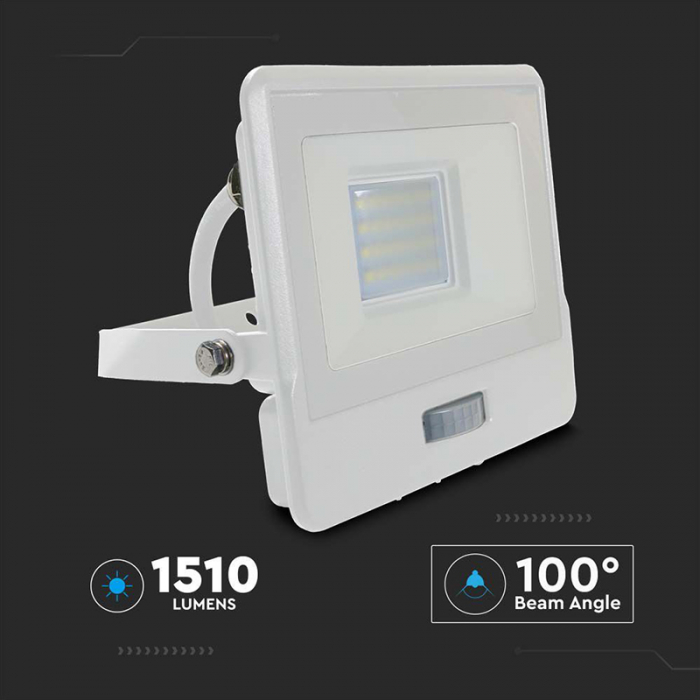 REFLECTOR LED SMD 20W 4000K IP65 CU SENZOR MISCARE - ALB [4]
