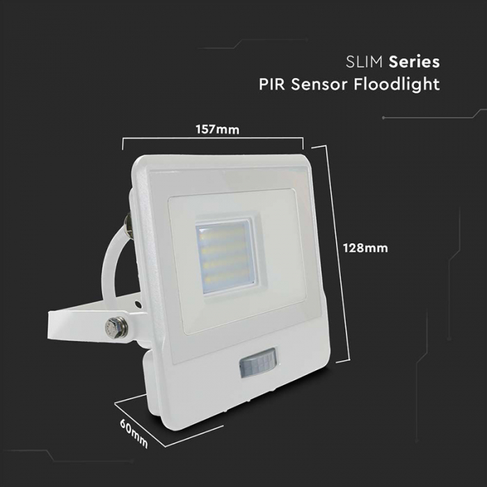 REFLECTOR LED SMD 20W 4000K IP65 CU SENZOR MISCARE - ALB [9]