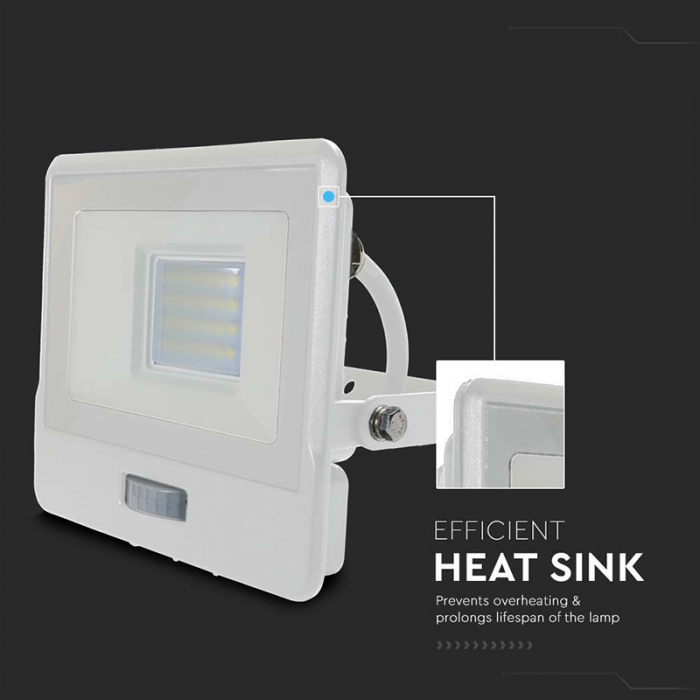 REFLECTOR LED SMD 20W 4000K IP65 CU SENZOR MISCARE - ALB [12]