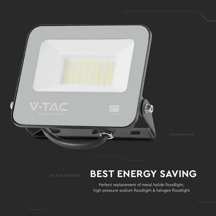 Reflector LED SMD, 30W, 185LM/W, 6500K, IP65, cip Samsung, negru/gri, V-TAC, SKU-9891 [9]