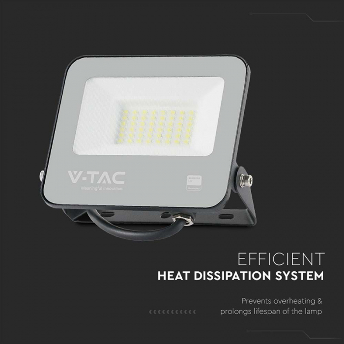 Reflector LED SMD, 30W, 185LM/W, 6500K, IP65, cip Samsung, negru/gri, V-TAC, SKU-9891 [8]