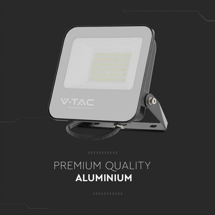 Reflector LED SMD, 30W, 185LM/W, 6500K, IP65, cip Samsung, negru/gri, V-TAC, SKU-9891 [11]
