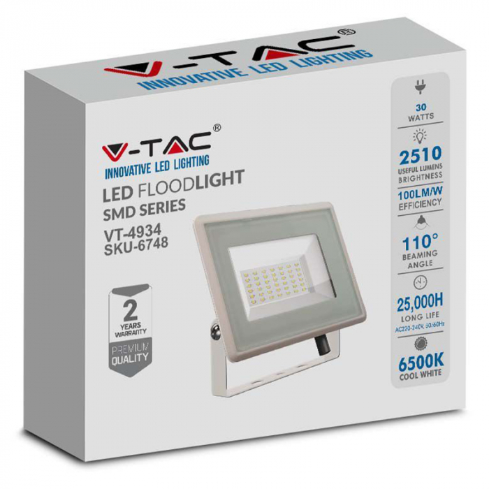 REFLECTOR LED SMD 30W 6500K IP65 - ALB [5]