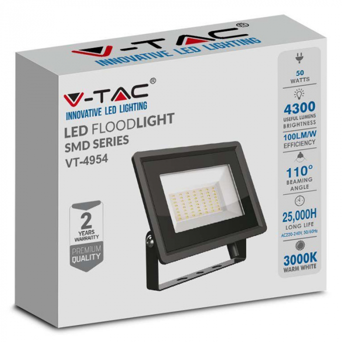 REFLECTOR LED SMD 50W 3000K IP65 - NEGRU [4]