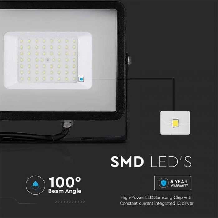 REFLECTOR LED SMD 50W 3000K IP65 NEGRU, CIP SAMSUNG [16]