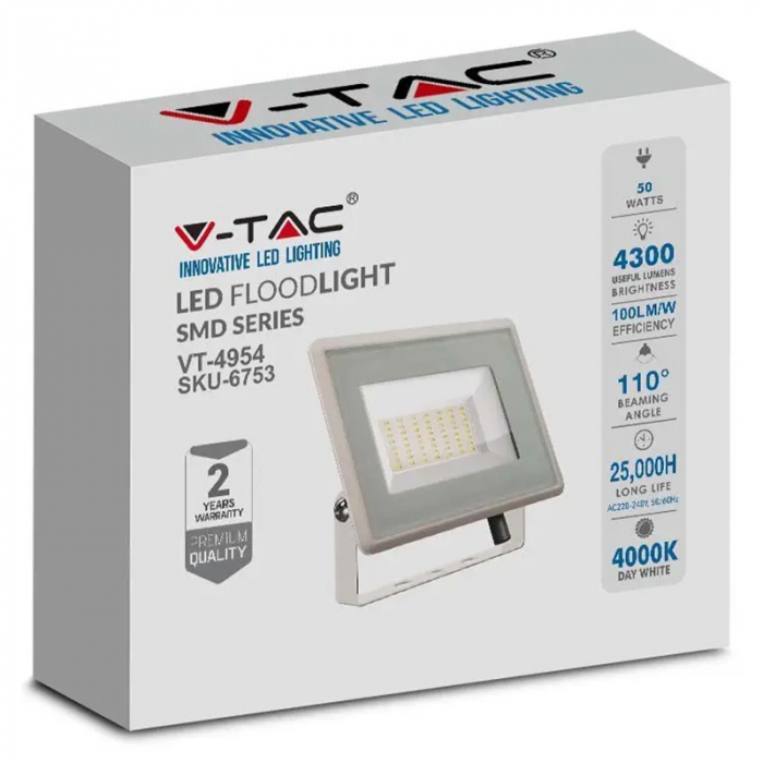 REFLECTOR LED SMD 50W 4000K IP65 - ALB [4]