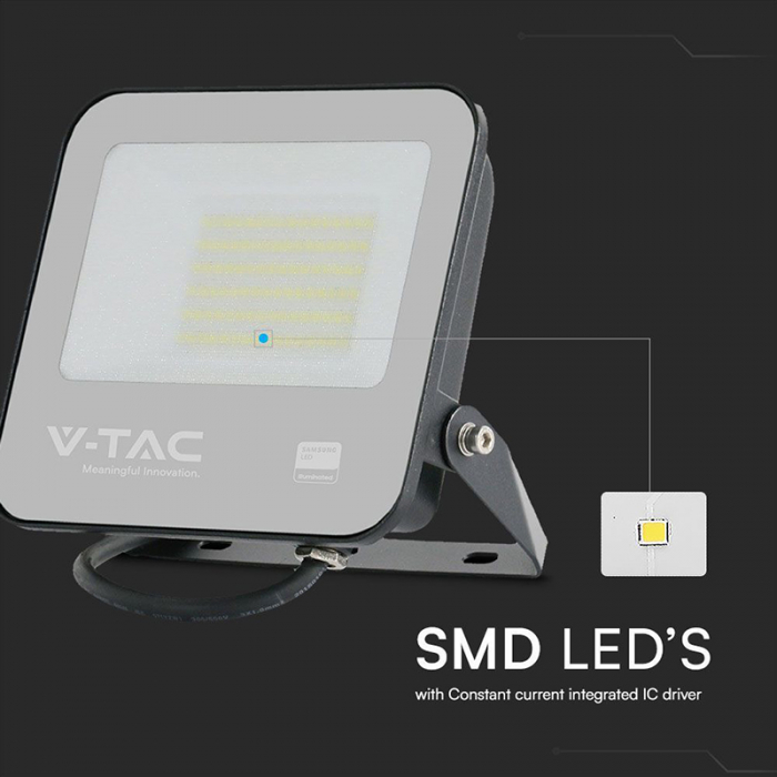 Reflector LED SMD, 50W, 4000K, IP65, cip Samsung, negru/gri, V-TAC, SKU-23688 [6]