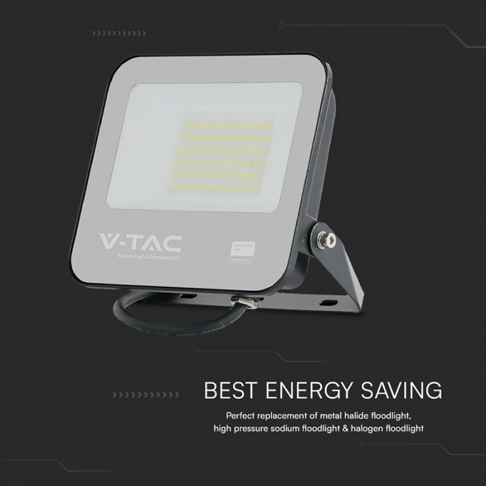Reflector LED SMD, 50W, 4000K, IP65, cip Samsung, negru/gri, V-TAC, SKU-23688 [8]