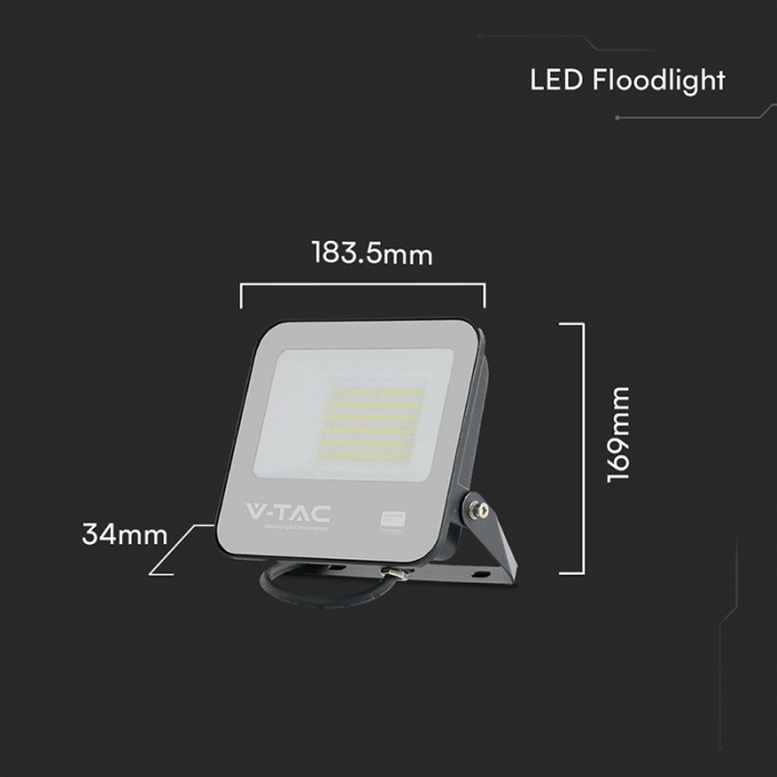 Reflector LED SMD, 50W, 4000K, IP65, cip Samsung, negru/gri, V-TAC, SKU-23688 [5]