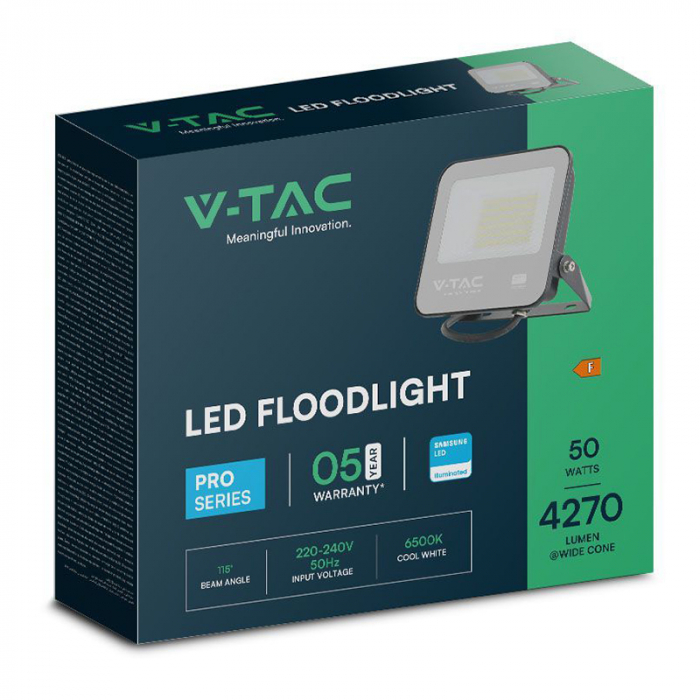 Reflector LED SMD, 50W, 4000K, IP65, cip Samsung, negru/gri, V-TAC, SKU-23688 [4]